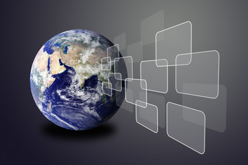 button with earth globe