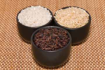 black, brown and white rice
