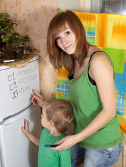 Mother teaches child