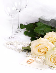 Still life with white roses