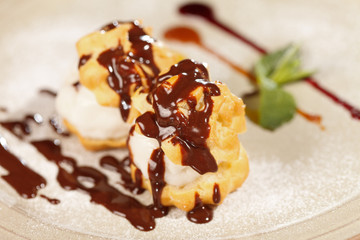 profiteroles with ice cream