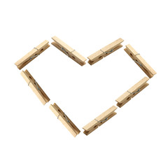 Love wood clamp : Isolated heart shape