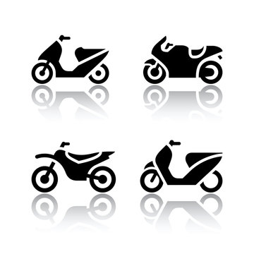 Set of transport icons - motorcycles