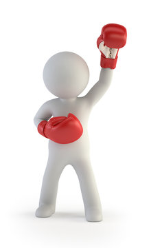 3d small people - red boxing gloves