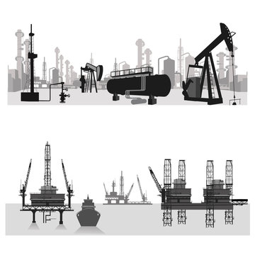 Vector illustration. Oil refinery .Oil platform