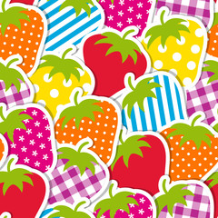 Seamless Pattern Colorful Strawberries