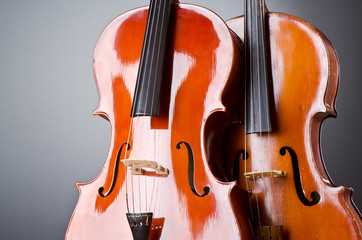 Fototapeta premium Music Cello in the dark room