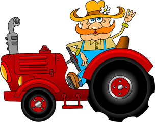 farmer and red tractor