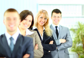 businesswoman with her colleagues on background