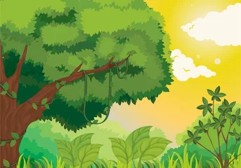 Printed roller blinds Forest animals Jungle at sunset