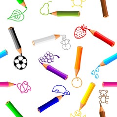 seamless background with crayons