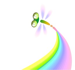Стрекоза и радуга на белом фоне © shinshilla