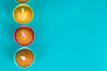 Festive cupcakes with a candles