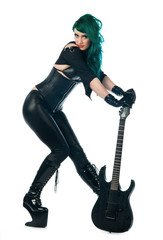 woman with electric guitar