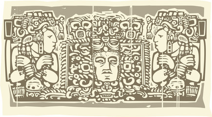 Maya Triptych Woodblock B