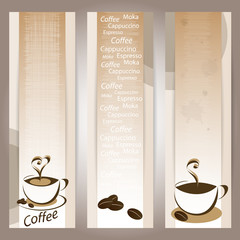 coffee banners set - tazze di caffè e chicchi