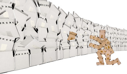 Unique concept with box wall and box man