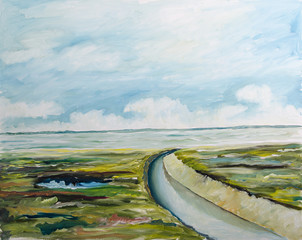 Sea side landscape - original painting oil on canvas