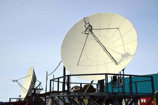 Paraboloid antenna against the sky