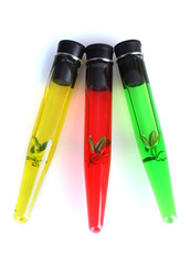 Genetically modified plants in tubes isolated on white