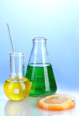 Genetically modified food on blue background