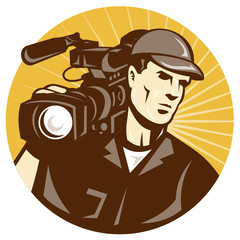 Cameraman Film Crew Pro Video Movie Camera