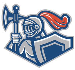 Knight With Spear Axe And Shield