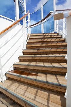 Stairs up on sundeck of the cruise ship