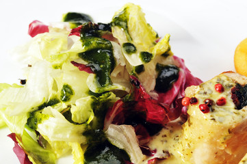 salad of radicchio and  lettuce
