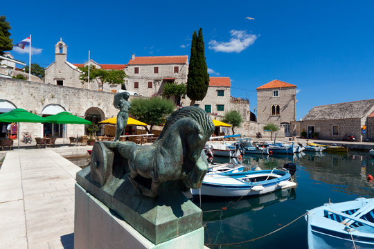 Harbor port bol town in europe, croatia, island brach