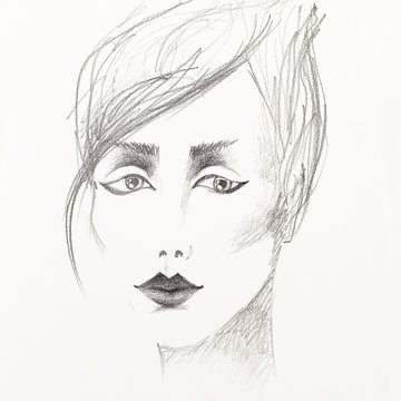 pencil sketch of beautiful woman's face