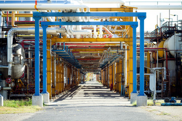 oil refinery tunnel in the industrial area