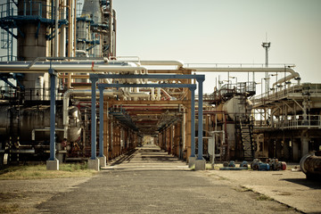 oil refinery tunnel in the industrial area