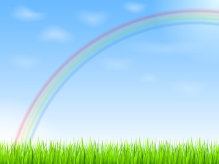 Obraz premium Rainbow in blue sky