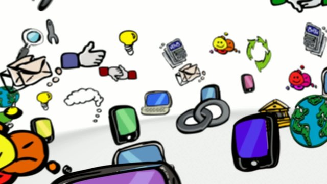 Smartphone phone tablet apps network drawing animation