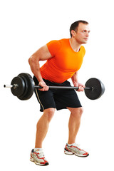 bodybuilder man doing muscle exercises