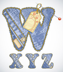 denim font with flower label