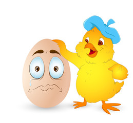 Easter Chicken with Cartoon Egg