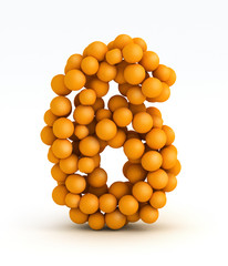 Number 6, font of orange citrus, white background