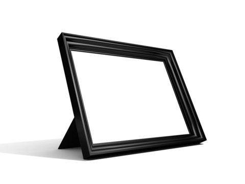 Blank black picture frame at white background