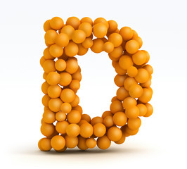 Letter D, font of orange citrus, white background