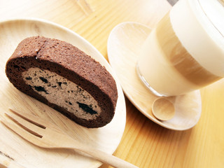 chocolate roll and Coffee