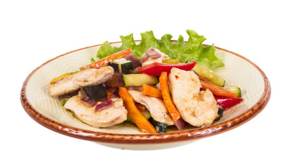 Grilled vegetables and chicken fillet