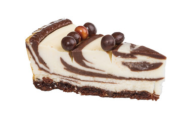 cheesecake with chocolate sauce.
