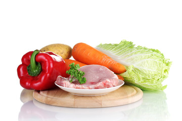 Fresh vegetables and pork steak