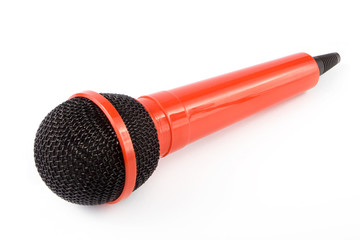 Red microphone over white