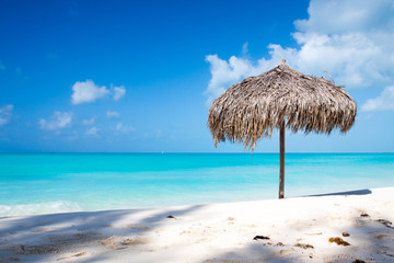 Beach Umbrella on a perfect white beach in front of Sea