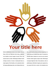 Loving circle of hands with copy space vector.