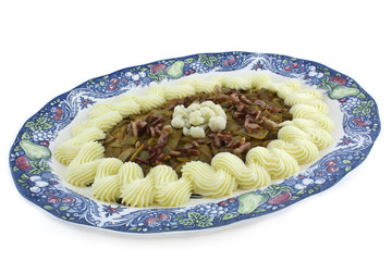 green beans and creamed potatoes