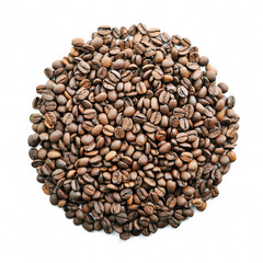 Handful of coffee  isolated on white